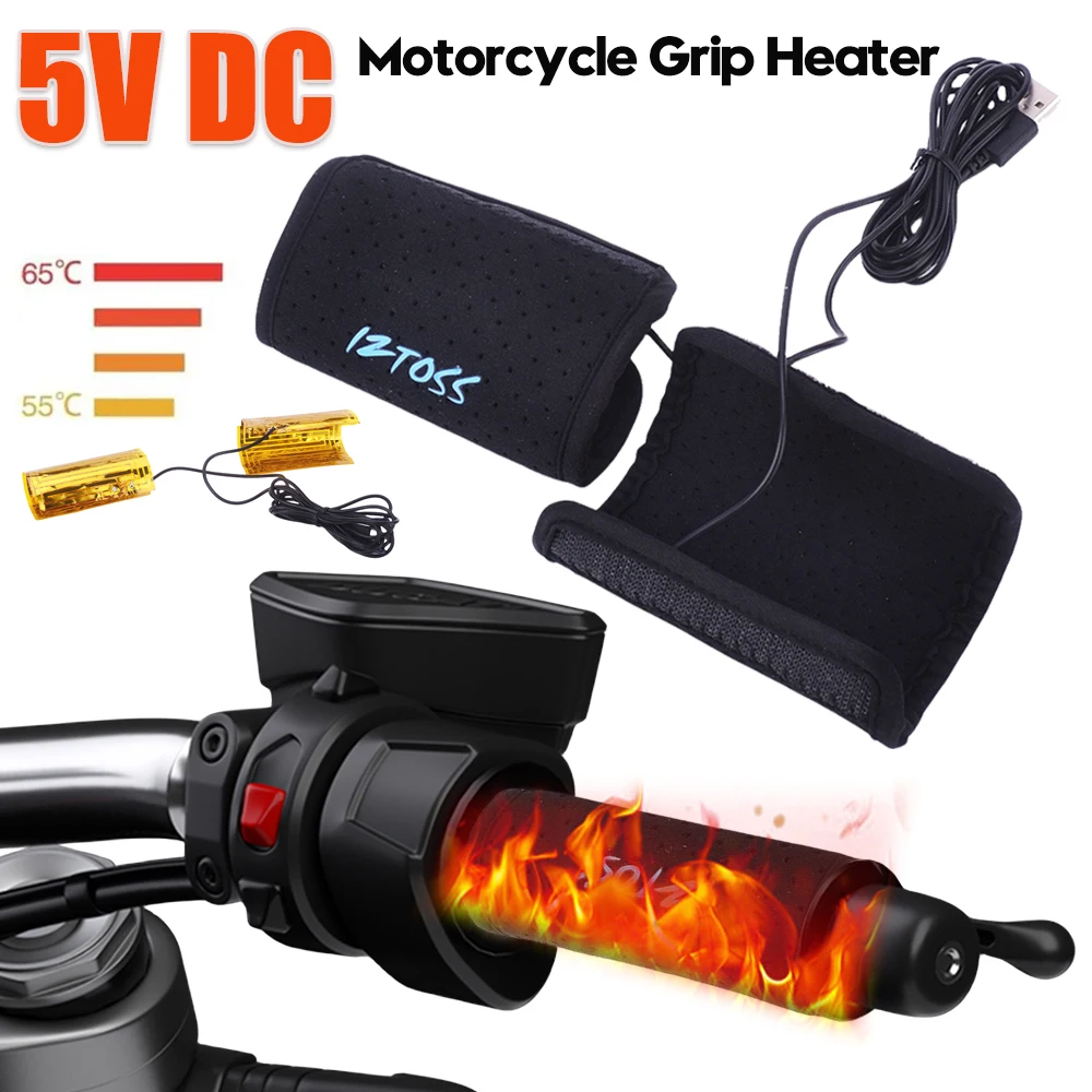 1 Pair Motorcycle USB Heated Grips Handlebars Electric Heater Handlebar Warmer - £18.40 GBP