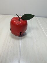 Red delicious apple jingle bell Christmas tree ornament  green leaf - $5.09