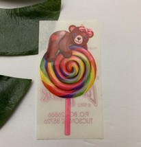 Vintage Lisa Frank Teddy Bear Lollipop Sticker Sheet 80s Rainbow Candy  - £19.77 GBP