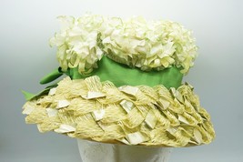 Green Plastic Floral 1960&#39;s Church Derby Fancy Hat - £19.49 GBP