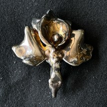 JF Signed 925 Sterling Silver Rose Flower Pin Brooch Tarnished Patina - £22.40 GBP