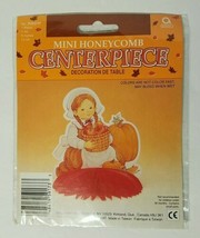 Vintage Thanksgiving Pilgrim Girl Pumpkin Honeycomb Centerpiece Decoration NOS - £8.63 GBP