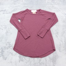 Chaser Sweatshirts Womens XS Purple Waffle Knit Long Sleeve Rounded Crew... - $22.75
