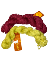 Colinette BANYAN Lightweight Cotton Viscose DK Hand Dyed Yarn in Red &amp; Wasabi - £5.15 GBP