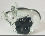 Hand Blown Glass Pig Paperweight by JL Vintage Heavy Animal Figurine - $21.73