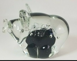 Hand Blown Glass Pig Paperweight by JL Vintage Heavy Animal Figurine - £17.17 GBP
