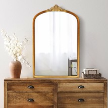 Cozdecor Antique Mirror Metal Frame Bathroom Mirror 32*20In Brushed Bronze Gold - £101.68 GBP