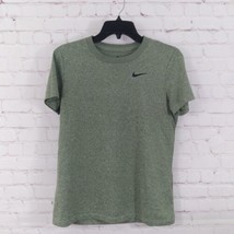 Nike T Shirt Womens Medium Green Heathered Short Sleeve Crew Neck Dri Fi... - $15.99