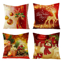 4Pcs Christmas Throw Pillow Case Cover Set Sofa Cushion Cover Xmas Home Decor - £17.25 GBP