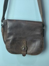 Vtg Stone Mountian by FootGear Leather Shoulder Bag Brown W/Brass Unisex  - £19.54 GBP