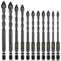 11-Pc Carbide Masonry Concrete Drill Bit Set For Stone Tile Brick Cerami... - $38.29