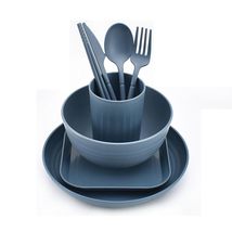 8pcs Set Wheat Straw Kitchen Dinnerware Bowl Sets Unbreakable Dinner Pla... - $18.61
