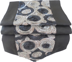 TIL346 black Roses Flower runner tablecloth tablerunner silk 200x30cm 79x12&quot; - £14.93 GBP