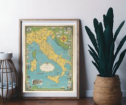 Old Map of Italy and Sicily Poster Print 16 x 20 in - $28.95