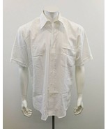 Cricketeer Men&#39;s Short Sleeve Button Up Dress Shirt Size 16 White Cotton... - €6,87 EUR