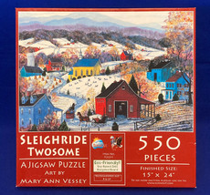SunsOut puzzle Sleighride Twosome 550 piece winter scene Mary Ann Vessey - $5.00