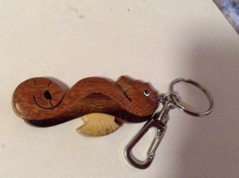 Wooden Seahorse Carved Keychain 2.5&quot; tall CUTE  - £3.88 GBP