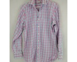 PETER MILLAR Long Sleeve Button Up Shirt Blue, Pink, &amp; White Plaid Size XL - $19.39