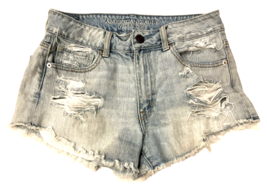 American Eagle Shorts Womens 6 Blue Denim Jean Light Wash Distressed Destroyed - £11.58 GBP