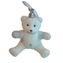 Waterford Holiday Heirlooms Classic Flocked Teddy Bear Glass Ornament READ - £17.90 GBP
