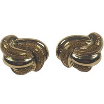 Avon Gold Tone Clip On Earrings Glitter Swirl Statement Runway Large Vintage 80s - £6.41 GBP