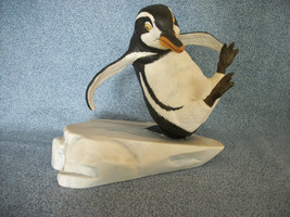 Whoops! Hand Painted Porcelain Penguin Figure on Ice Michelle Emblem Malaysia - £12.49 GBP