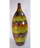 16&quot; MCM Studio Art Green &amp; Orange Copper Drip Glaze Pottery Vase Ceramic... - $536.90 MXN