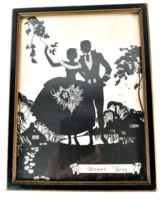 Antique Silhouette, &quot;Lovers&#39; Lane&quot;, ca. 1920s Courting Scene - £23.61 GBP