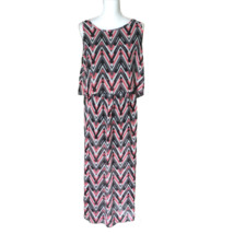 Robert Louis Womens Maxi Dress Size M Shirred Elastic Waist Chevron Colo... - £21.83 GBP