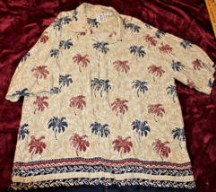 Roundtree &amp; Yorke Shirt Tropical Print Palm Trees Button Up Collared Men... - $14.36