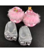BUILD A BEAR Glass Slippers &amp; Pink Boa Sandals Lot of 2 Pairs - €5,89 EUR