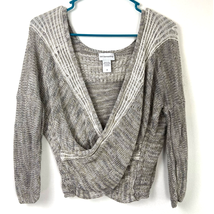Soft Surroundings Knit Wrap Sweater Gray V Neck Linen Viscose Women Size M - £12.73 GBP