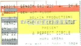 Vintage A Perfect Circle Concert Ticket Stub March 18 2001 Dayton Ohio - £35.76 GBP