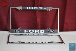 1957 Ford Car Pick Up Truck Front Rear License Plate Holder Chrome Frames New - £24.69 GBP