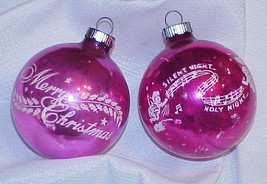 2 Vintage Pink Glass Stencil Christmas Ornaments - £11.99 GBP