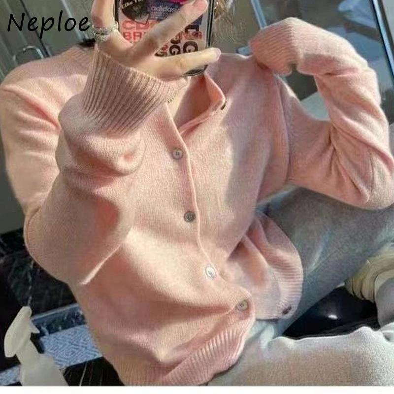 Sporting Neploe Y2k Cardigan Korea Style O Ak Solid Color Long Sleeve Sueters De - £65.35 GBP