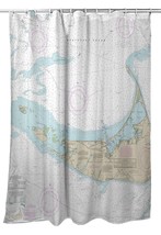 Betsy Drake Nantucket Island, MA Nautical Map Shower Curtain - $108.89