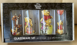 Set of 4 DISNEY Winnie the Pooh 10oz Glasses Tumblers Tigger Piglet NEW - £23.20 GBP