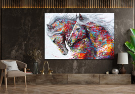 Abstract Horse Canvas Art Colorful Abstract Print Horse Decor Animal Abstract - £53.88 GBP