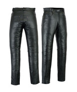 Leather Jeans Pants trouser Premium Quality Cow Plain Leather Black - $80.99+