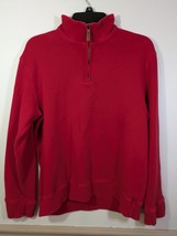 Lands&#39; End Red 1/4 ZIP Mock Neck Pullover Sweater 100% CottonMedium - $16.83