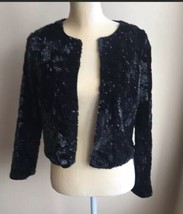 TopShop Womens Sequined Blazer Jacket US Sz 4 UK Sz 8 Black Front Open - £27.21 GBP