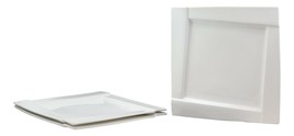 Set Of 3 Contemporary White Porcelain Square Large Dinner Serveware Plates 12&quot; - £48.18 GBP