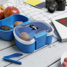 Two-Tier BPA-Free Microwavable Bento Box with Spoon: Enjoy Healthy Meals... - £20.63 GBP