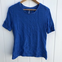 Basler Womens Blue Textured Top Seabreeze Shirt 3/4 Sleeve Tee 36 US 8 3... - $17.99
