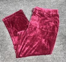 Talbots Velour Pants Womens 3X Red Burgundy Drawstring Lounge Wear Casual - $21.93