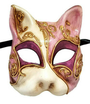 Purple Gold Gatto Cat Masquerade Mardi Gras Mask Italy Italian Venetian ... - £46.65 GBP