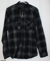 Inc International Concepts Deep Black Plaid It List Cord Shirt FN552540 Adult Sm - £23.52 GBP