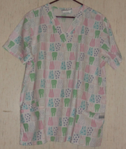 EXCELLENT WOMENS UA SCRUBS TEETH MOLARS NOVELTY PRINT SCRUBS TOP  SIZE XL - £18.30 GBP