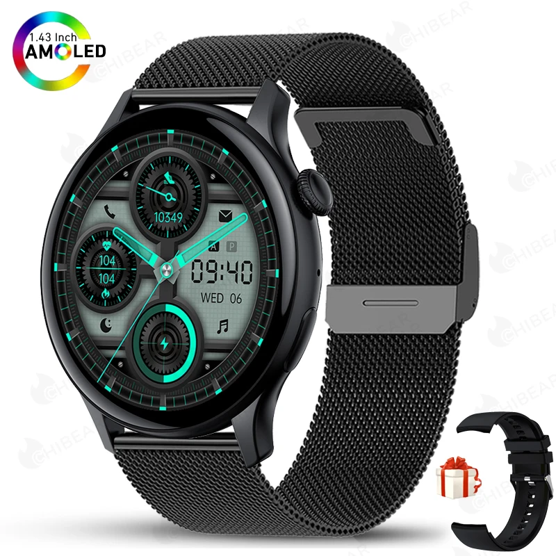 Ladies Smartwatch 466x466 AMOLED Screen Moment Display Time Bluetooth Call Watch - £32.95 GBP